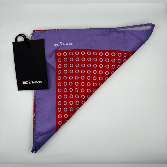 100% NWT KITON Silk Pocket Square Purple - Red. (15 X 15) - Picture 3 of 6